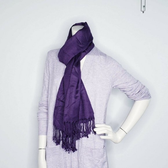 Women Pashmina Purple Wrap Scarf (scarf only) - Picture 5 of 8